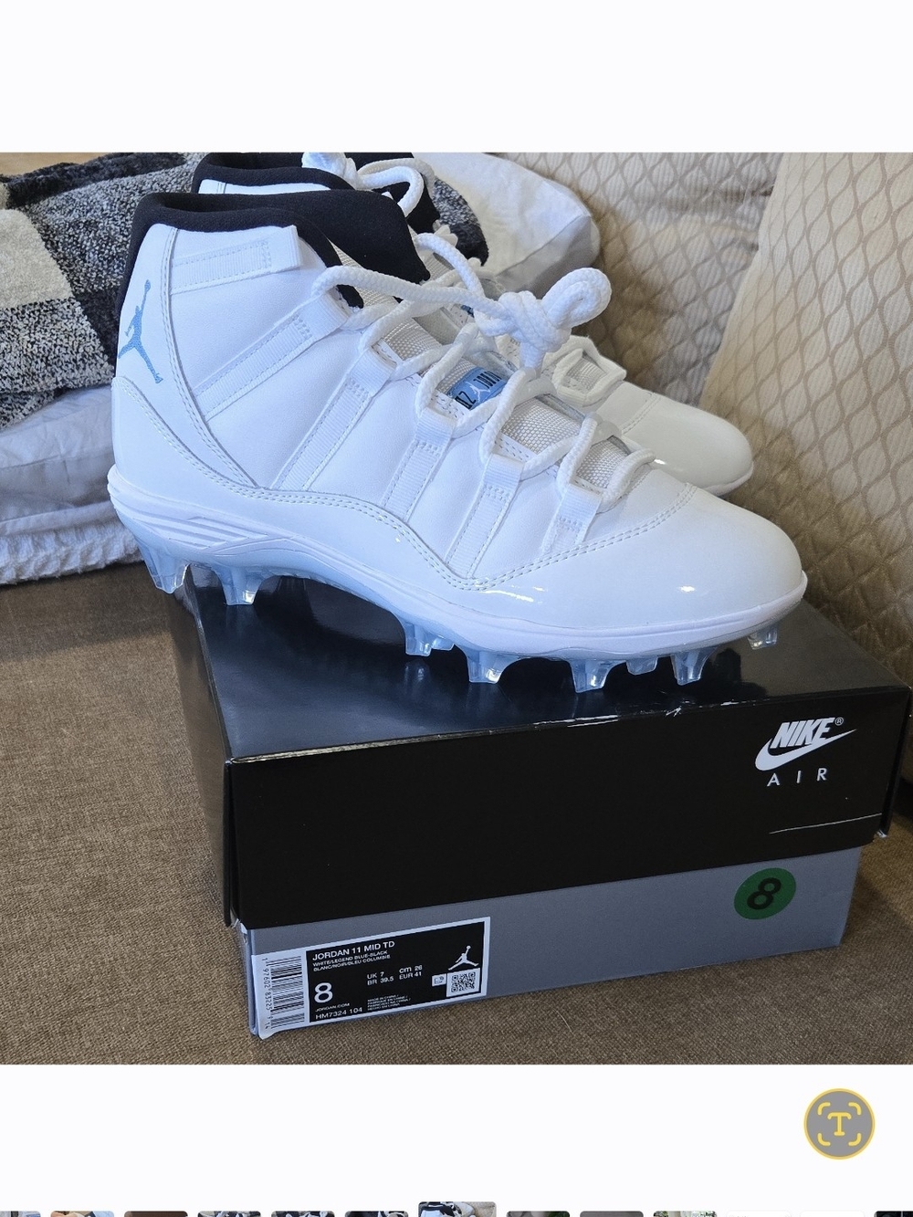 Jordan Kids White and Black Turf Football Cleats